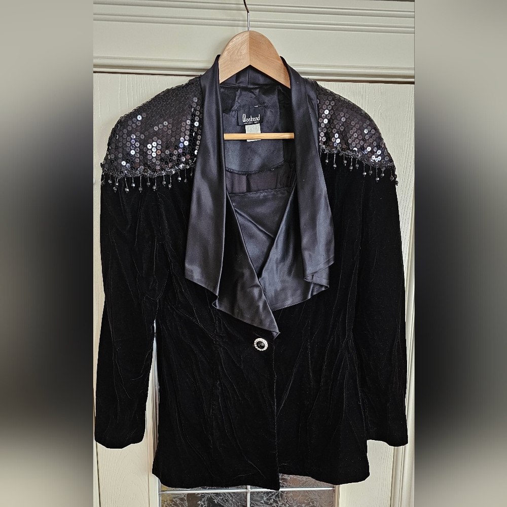 Vintage Blazer in Black Velvet